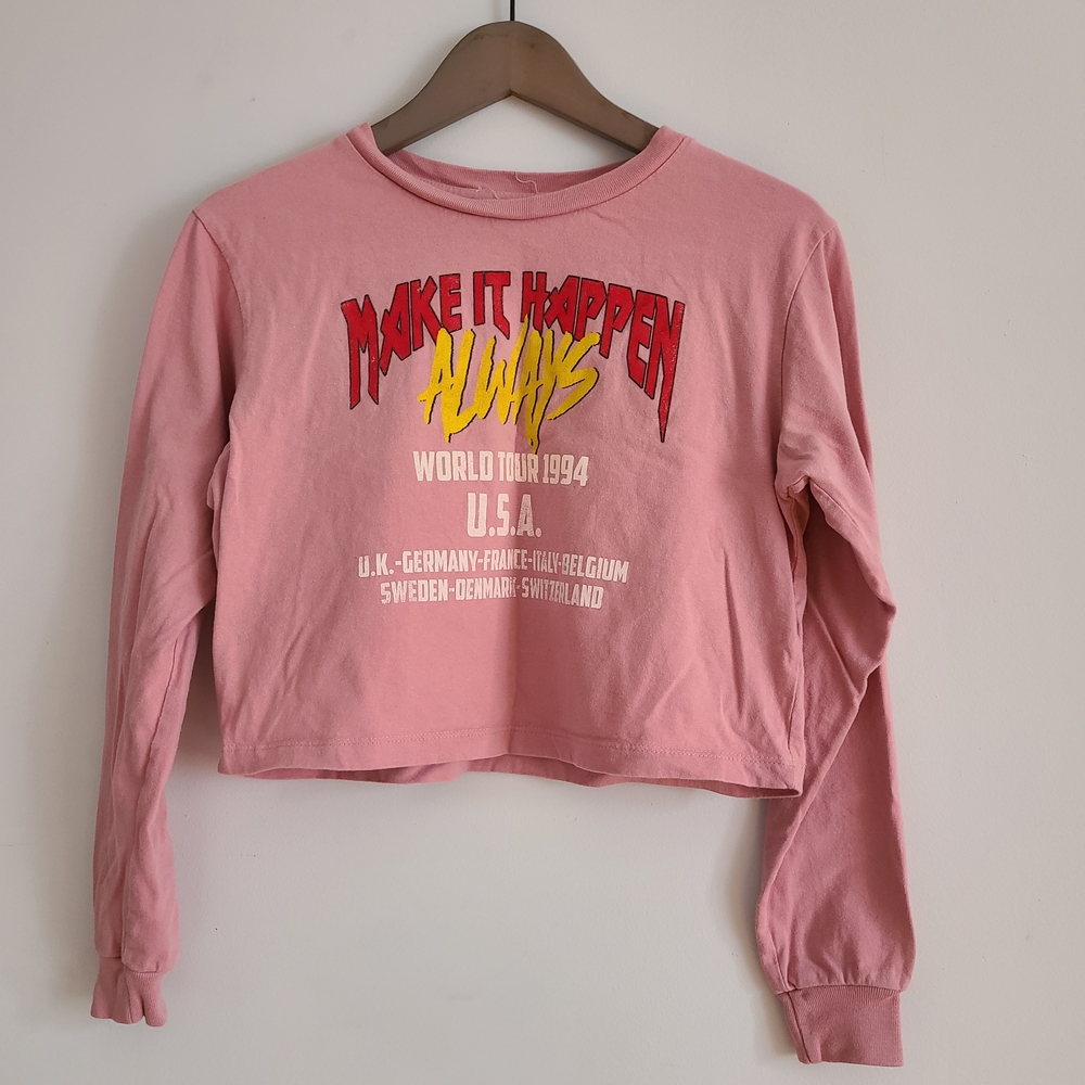 Pink Cropped Cotton Top Size S/M